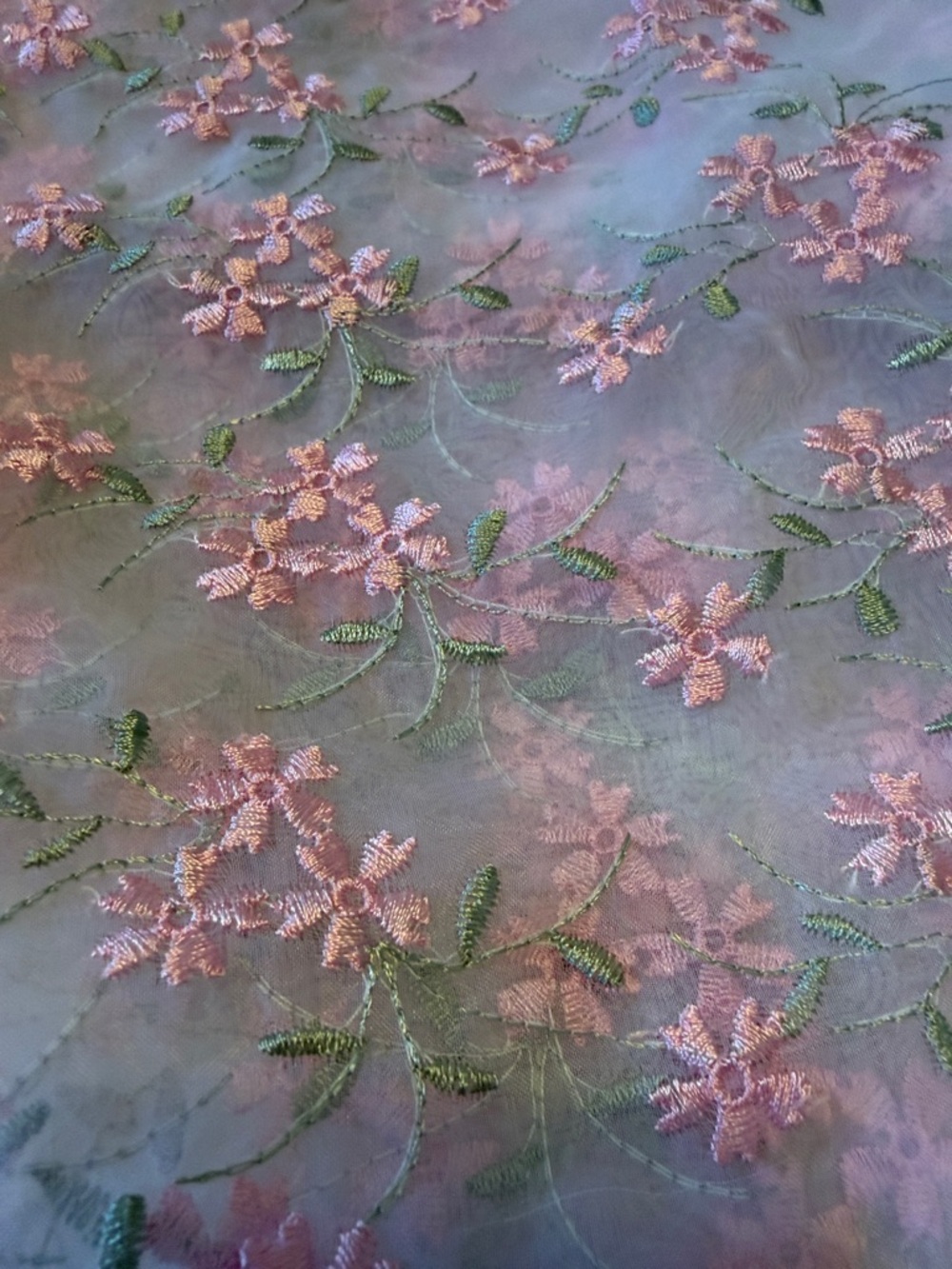 Sheer Embroidered Floral Organza Fabric yardage - Picture 2 of 6